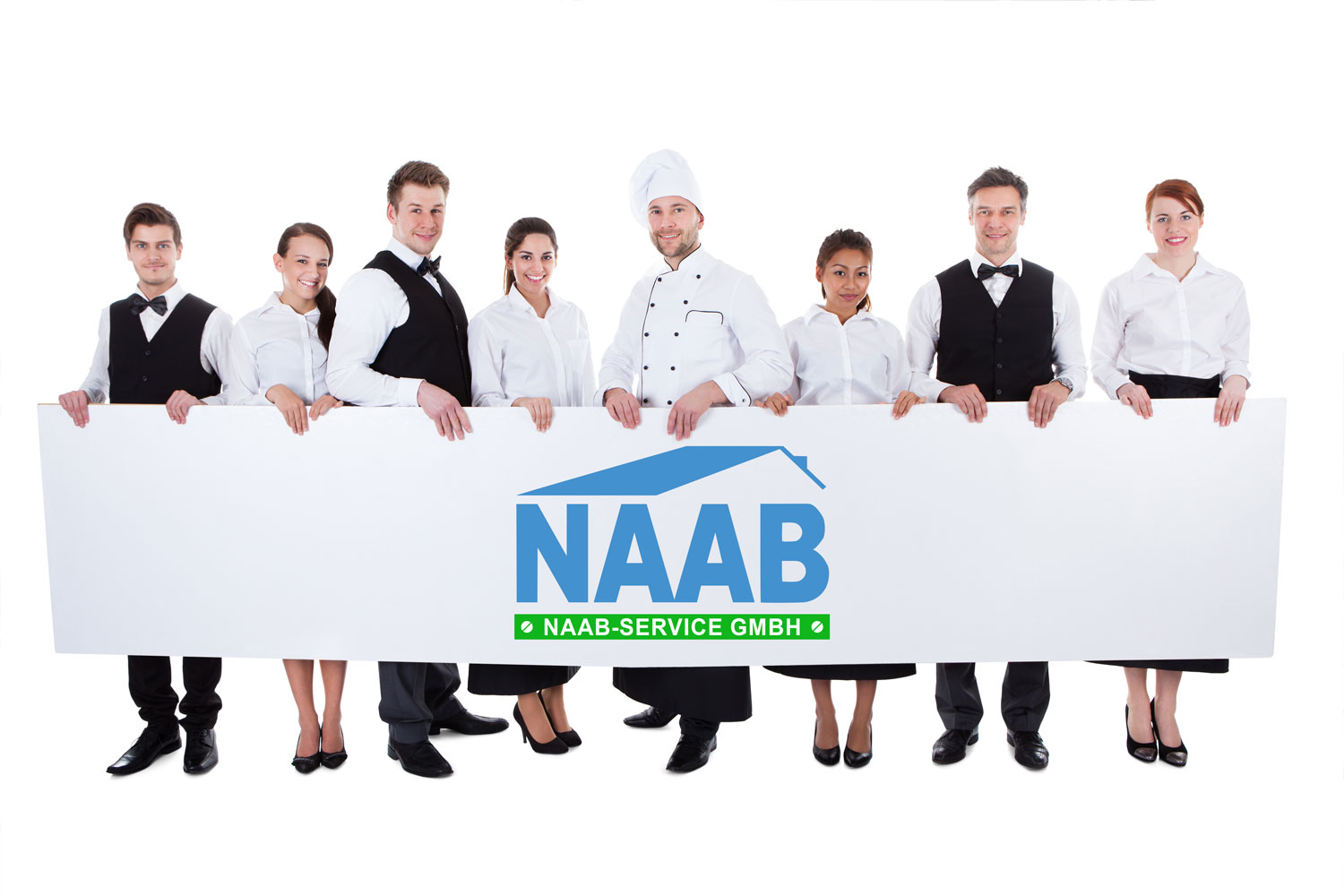 Gruppenfoto Servicekräfte mit NAAB-Service Banner